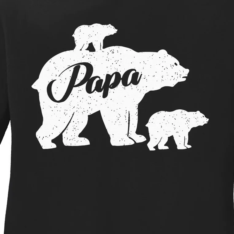 Papa Bear Baby Newborn Twin Dad Bear Papabear Ladies Long Sleeve Shirt