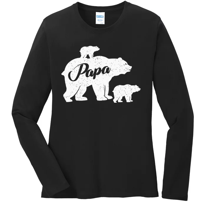 Papa Bear Baby Newborn Twin Dad Bear Papabear Ladies Long Sleeve Shirt