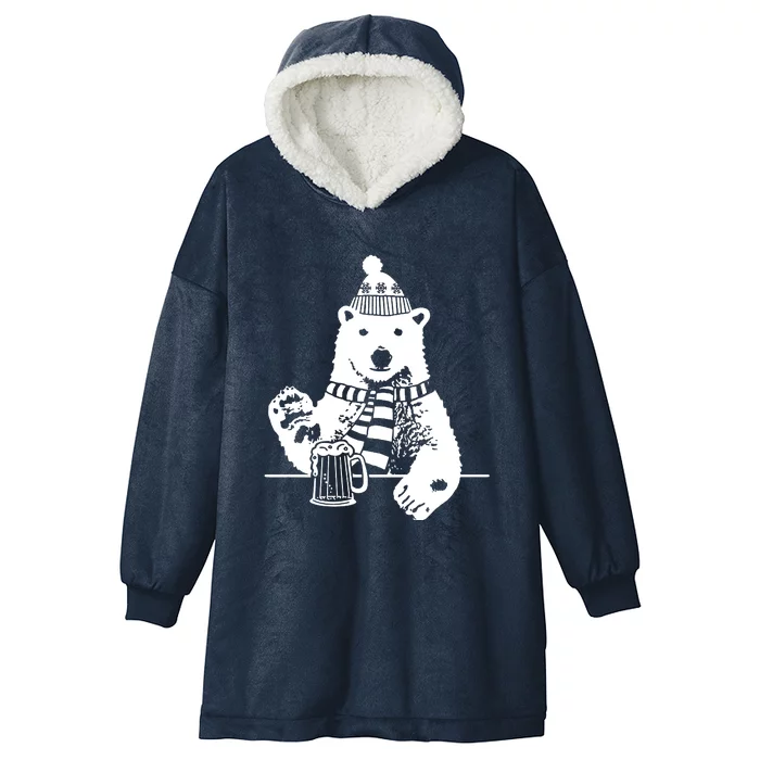 Polar Bear Beer Hooded Wearable Blanket