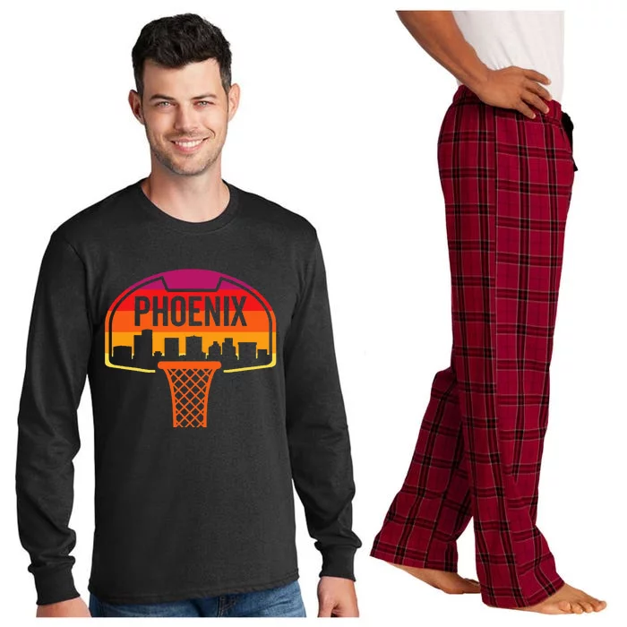 Phoenix Basketball BBall Vintage Retro Sunset Game Fan Long Sleeve Pajama Set