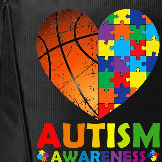 Puzzle Basketball Ball Heart Autism Awareness City Backpack