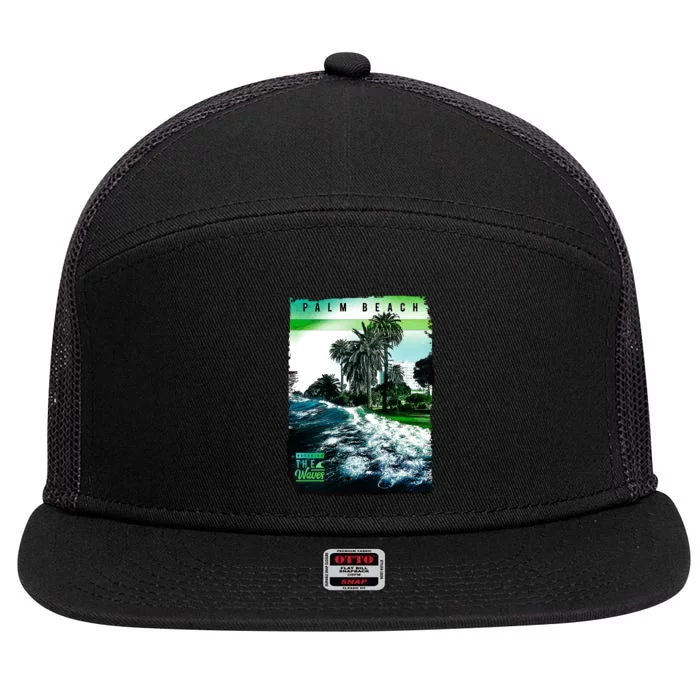 Palm Beach Break The Waves 7 Panel Mesh Trucker Snapback Hat