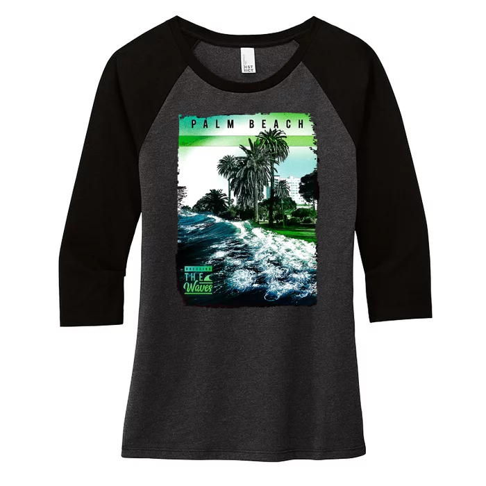 Palm Beach Break The Waves Women's Tri-Blend 3/4-Sleeve Raglan Shirt