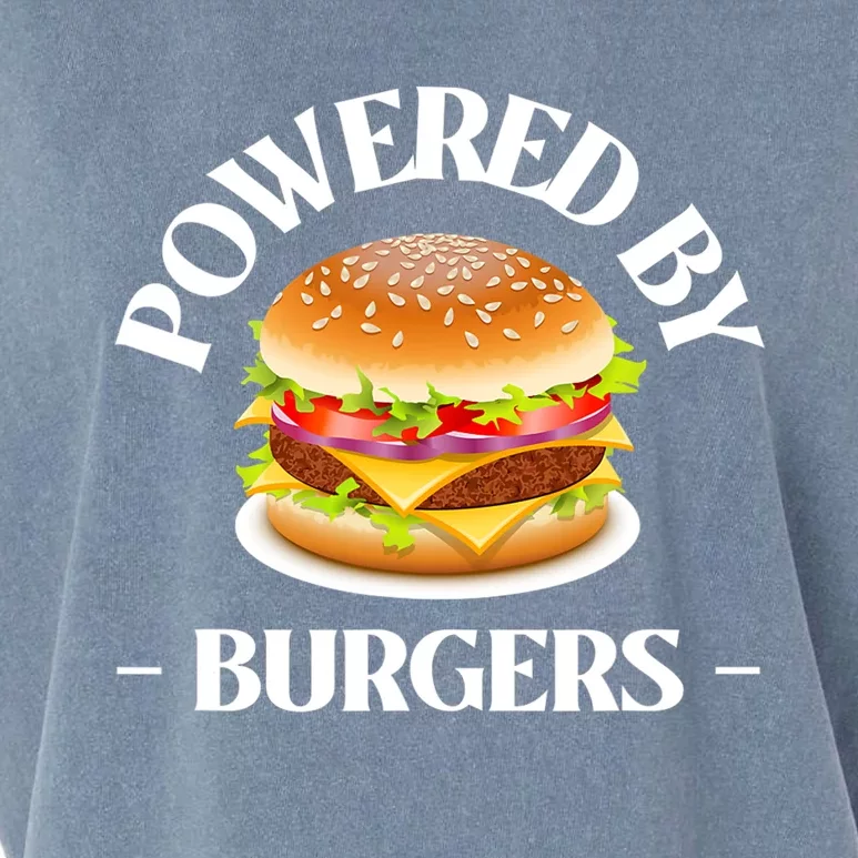 Powered By Burgers Fast Food Lover Funny Beef Burger Garment-Dyed Women's Muscle Tee