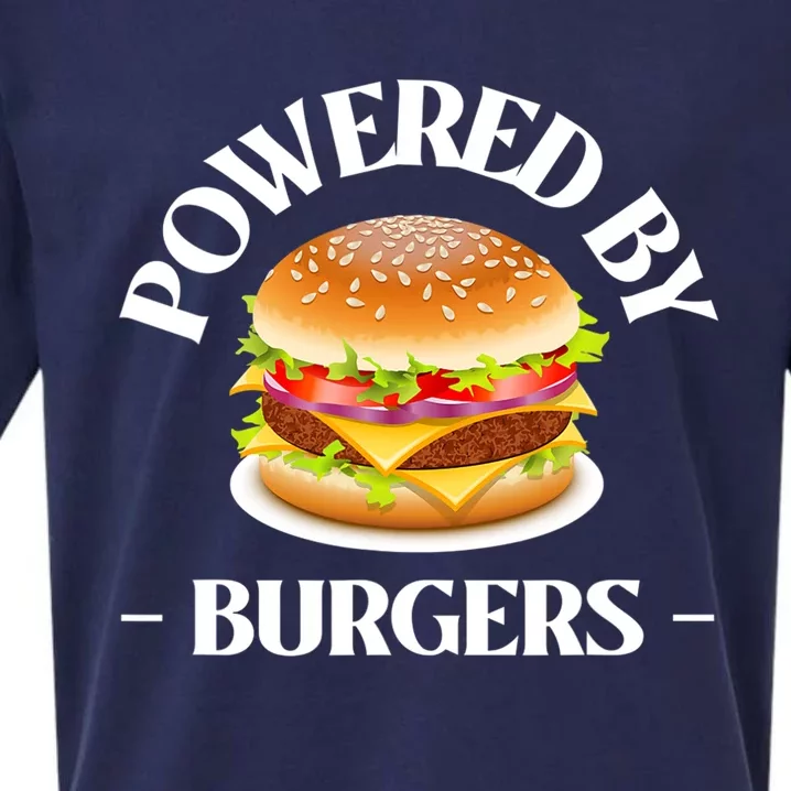 Powered By Burgers Fast Food Lover Funny Beef Burger Sueded Cloud Jersey T-Shirt