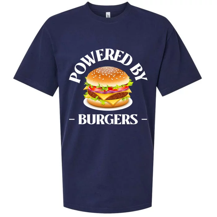 Powered By Burgers Fast Food Lover Funny Beef Burger Sueded Cloud Jersey T-Shirt