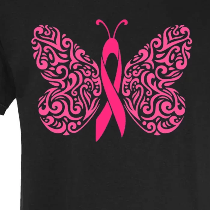 Pink Butterfly Breast Cancer Ribbon Garment-Dyed Heavyweight T-Shirt