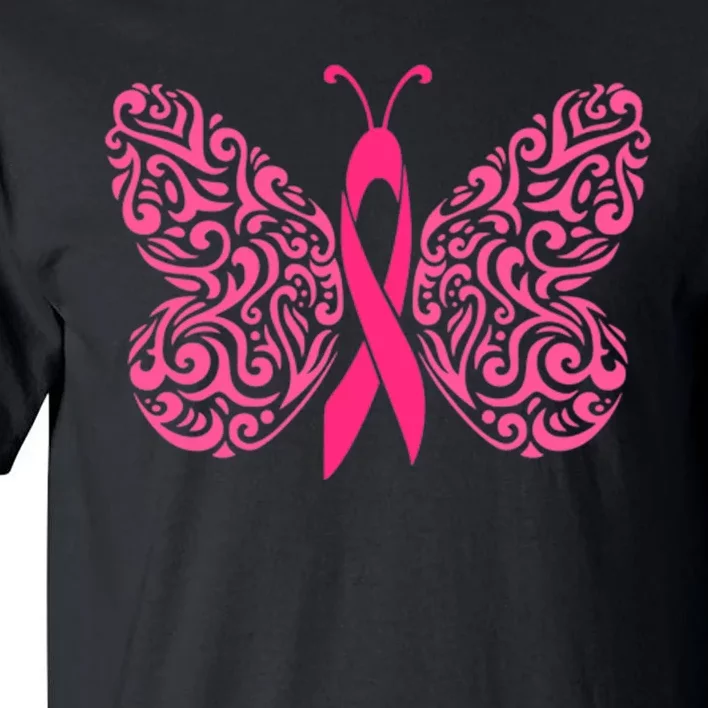 Pink Butterfly Breast Cancer Ribbon Tall T-Shirt