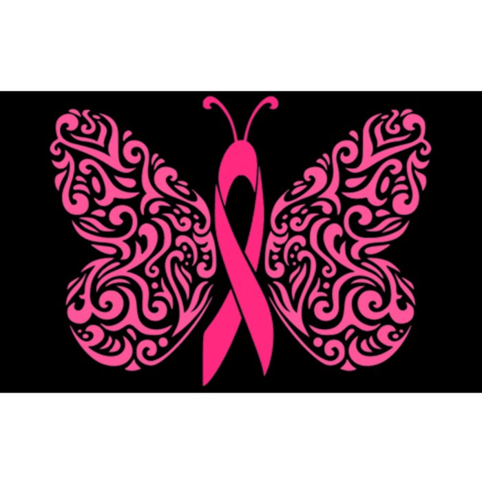 Pink Butterfly Breast Cancer Ribbon Bumper Sticker