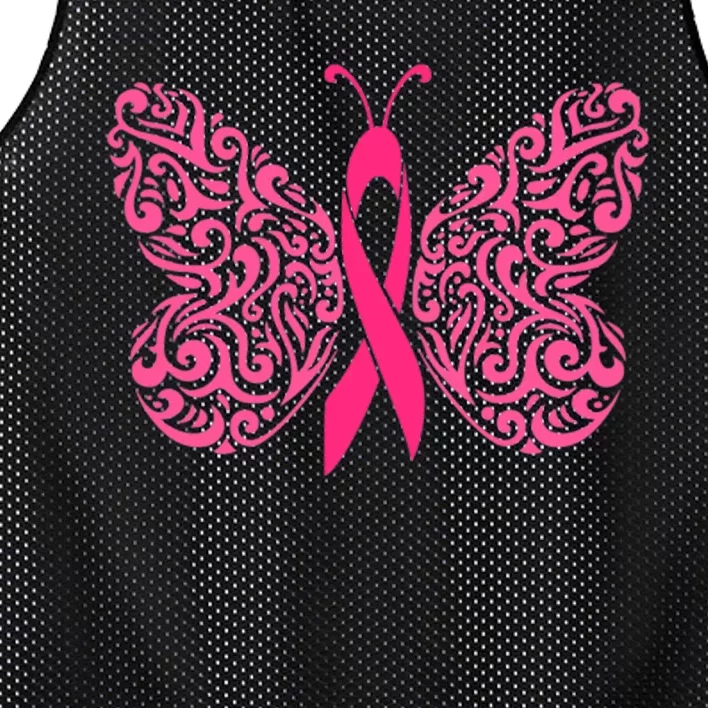 Pink Butterfly Breast Cancer Ribbon Mesh Reversible Basketball Jersey Tank