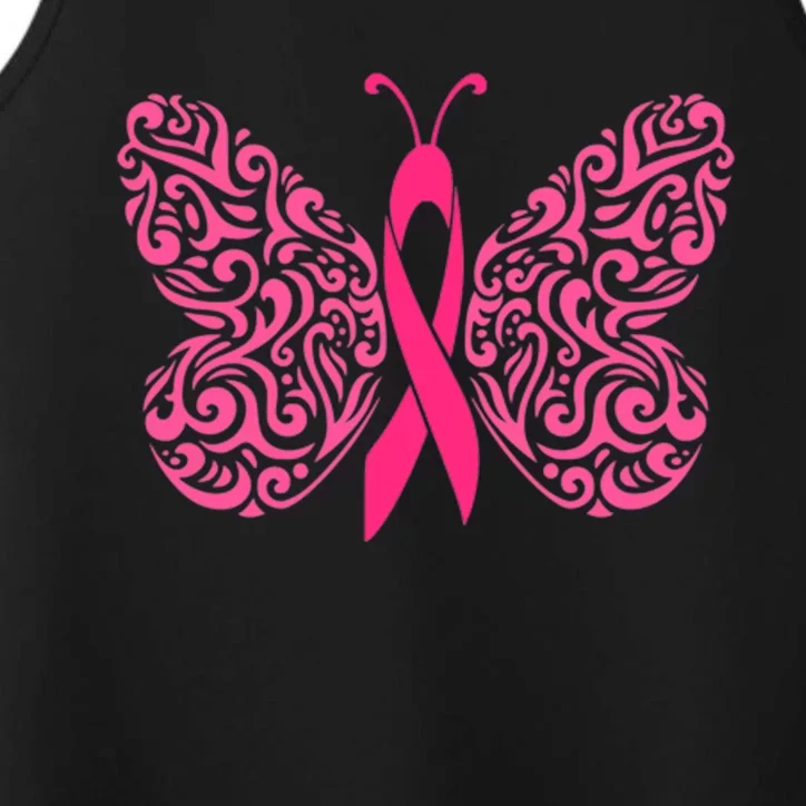 Pink Butterfly Breast Cancer Ribbon Performance Tank