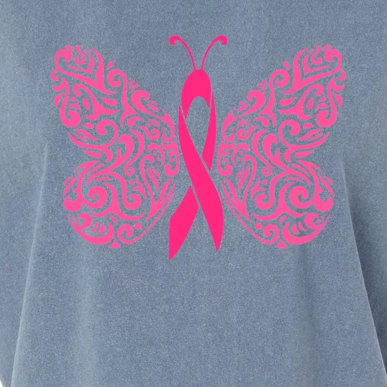 Pink Butterfly Breast Cancer Ribbon Garment-Dyed Women's Muscle Tee