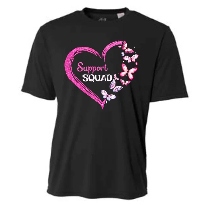 Pink Butterfly Breast Cancer Support Squad Pink Ribbon Funny Gift Cooling Performance Crew T-Shirt