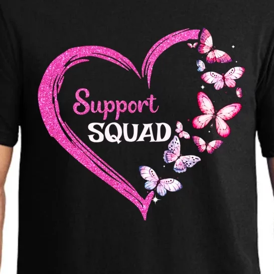 Pink Butterfly Breast Cancer Support Squad Pink Ribbon Funny Gift Pajama Set