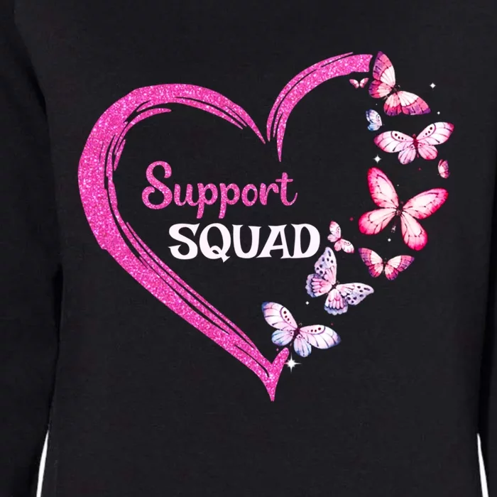 Pink Butterfly Breast Cancer Support Squad Pink Ribbon Funny Gift Womens California Wash Sweatshirt