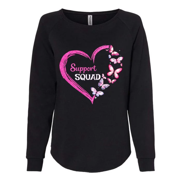 Pink Butterfly Breast Cancer Support Squad Pink Ribbon Funny Gift Womens California Wash Sweatshirt