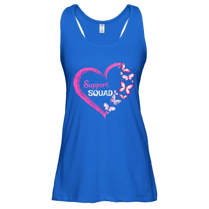 Pink Butterfly Breast Cancer Support Squad Pink Ribbon Funny Gift Ladies Essential Flowy Tank