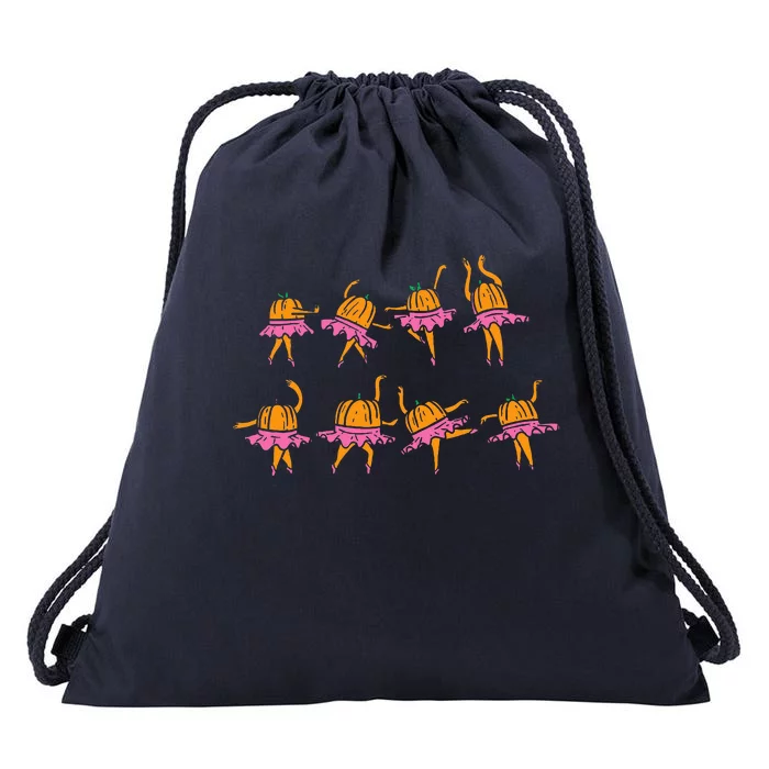 Pumpkin Ballerinas Ballet Dance Cute Halloween Costume Drawstring Bag