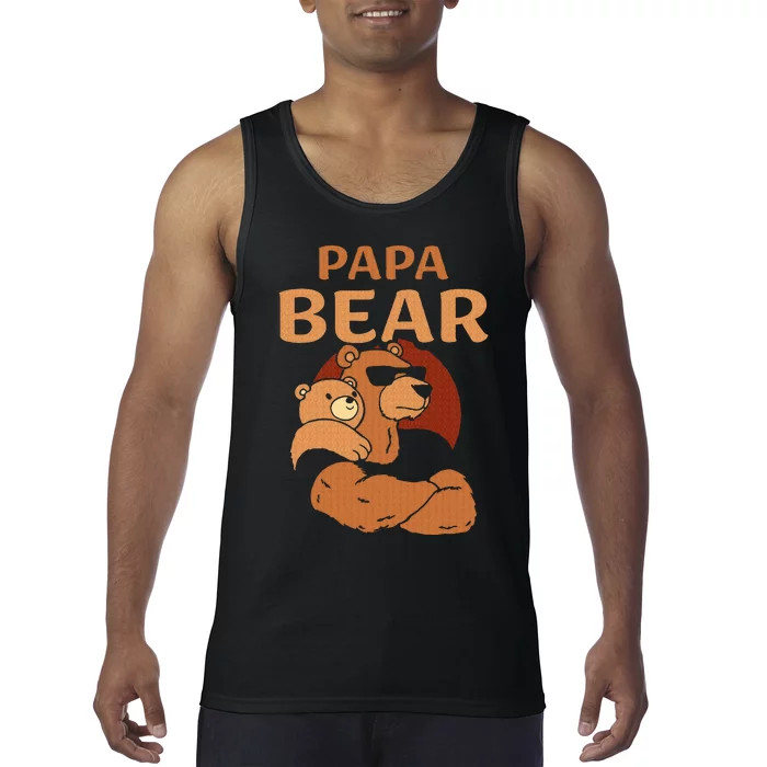 Papa Bear Bears Animal Pun Lover Dad Father Daddy Father's Tank Top