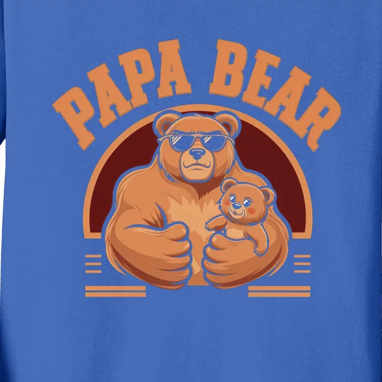 Papa Bear Bear Family Love Dad Father Daddy Cool Gift Kids Long Sleeve Shirt