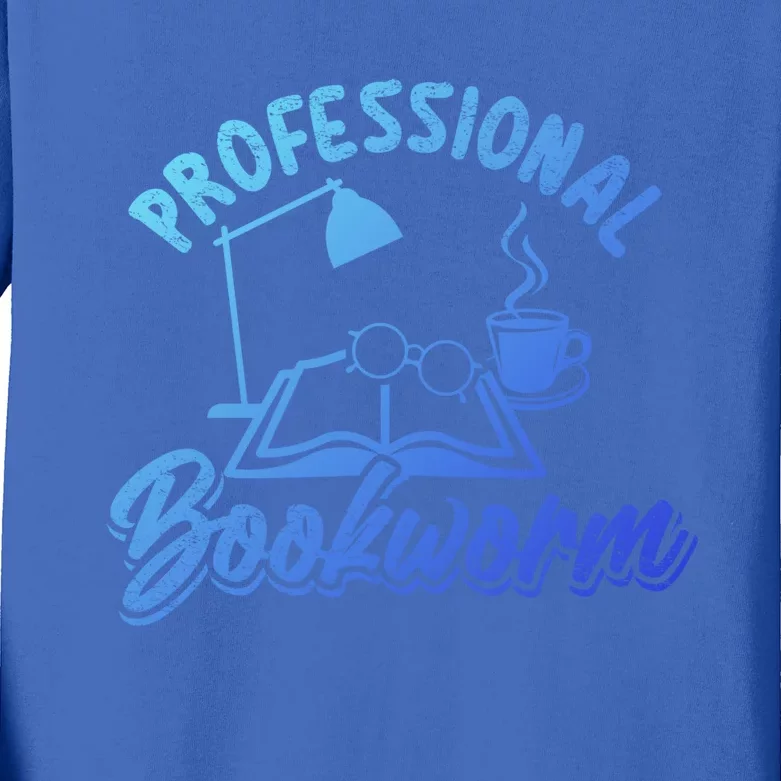 Professional Bookworm Bookish Reading Funny Book Lover Gift Kids Long Sleeve Shirt