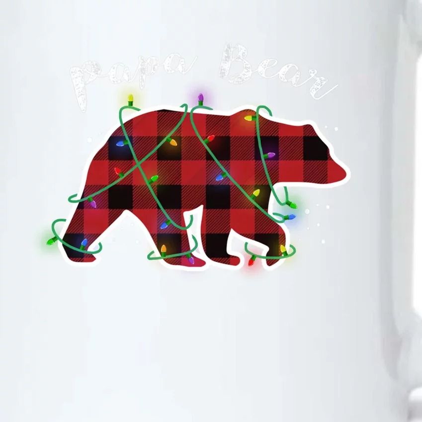 Papa Bear Buffalo Red Plaid Lights Christmas Family Top Gift Black Color Changing Mug