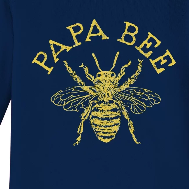 Papa Bee Beekeeper Funny FatherS Day Bee Lover Gift Baby Long Sleeve Bodysuit