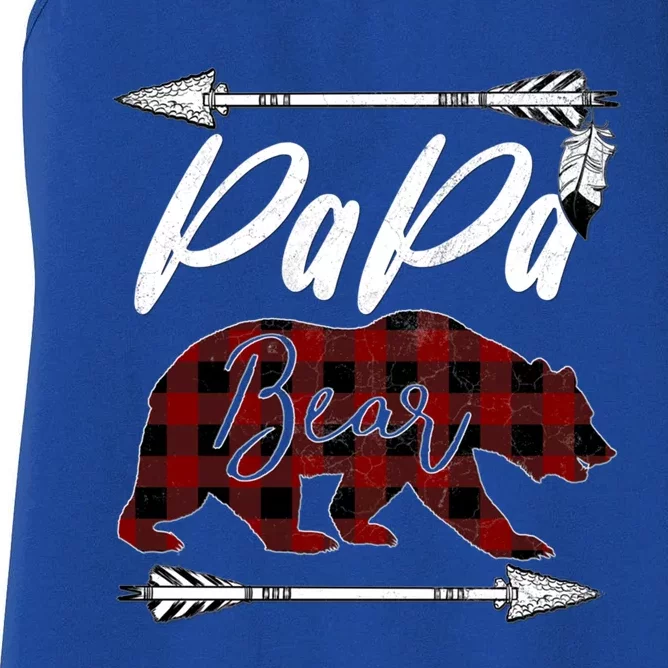 Papa Bear Buffalo Plaid Flannel Fathers Day Gift Dad Pops Gift Women's Racerback Tank