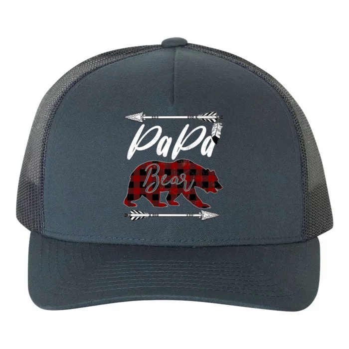 Papa Bear Buffalo Plaid Flannel Fathers Day Gift Dad Pops Gift Yupoong Adult 5-Panel Trucker Hat