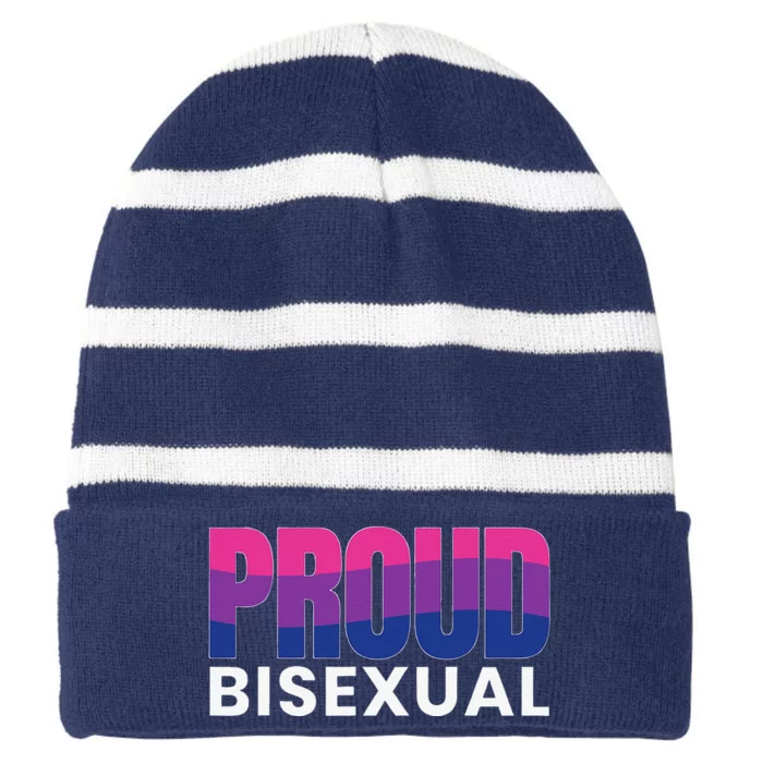 Proud Bisexual Bisexuality LGBT Bisexual Pride Flag Striped Beanie with Solid Band