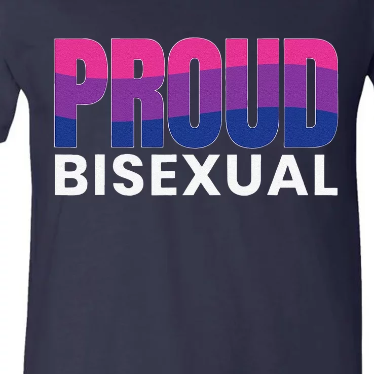 Proud Bisexual Bisexuality LGBT Bisexual Pride Flag V-Neck T-Shirt