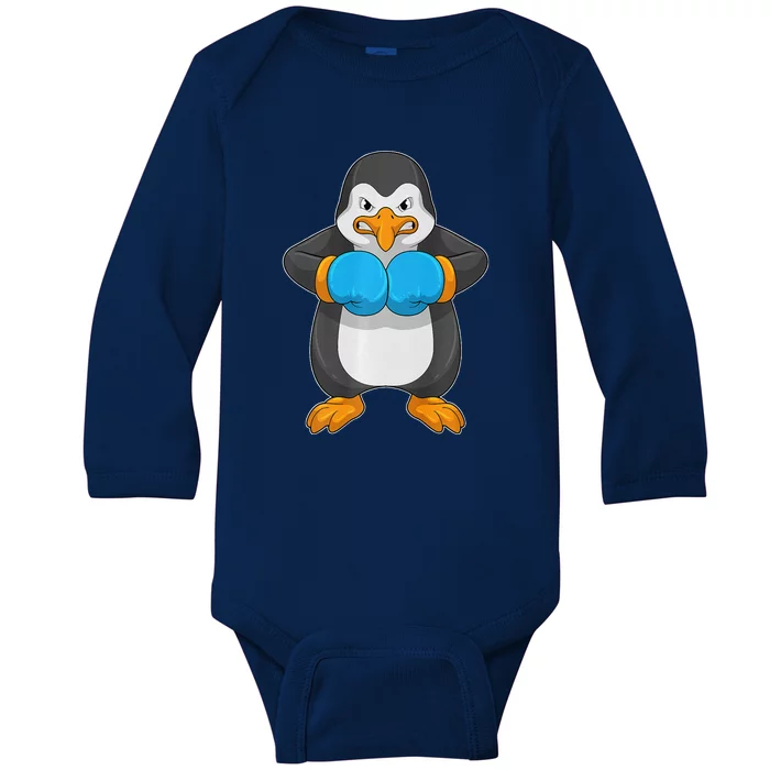 Penguin Boxer Boxing Gloves Sports Baby Long Sleeve Bodysuit