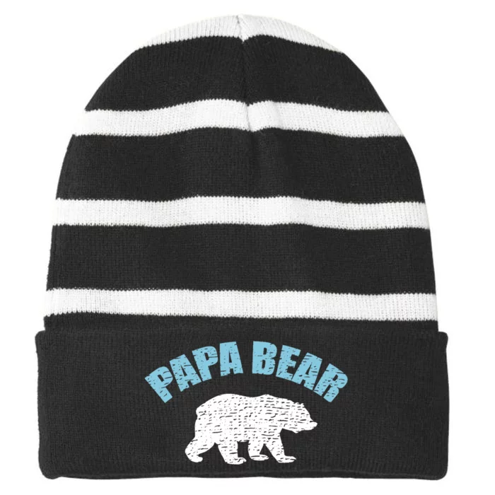 Papa Bear Bear Papa Tee Striped Beanie with Solid Band