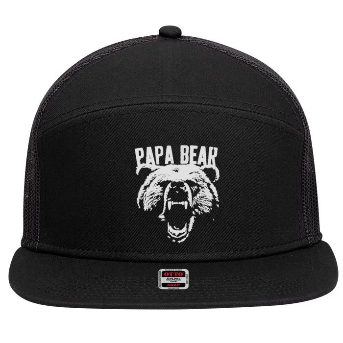 Papa Bear Best Dad Fathers Day Father Pop Vintage Gifts 7 Panel Mesh Trucker Snapback Hat