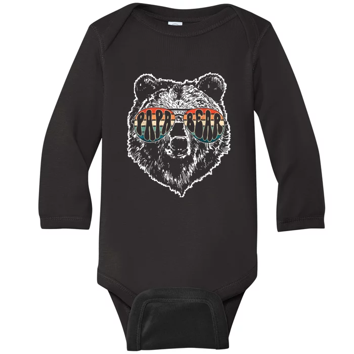 Papa Bear Best Dad Fathers Day Father Pop Men Vintage Gifts Baby Long Sleeve Bodysuit