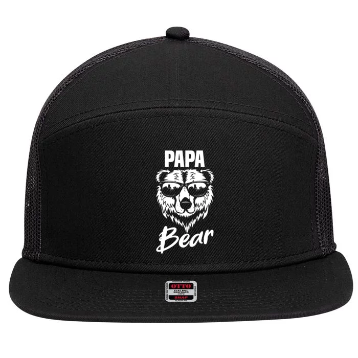 Papa Bear Best Dad Fathers Day Father Pop Gifts 7 Panel Mesh Trucker Snapback Hat