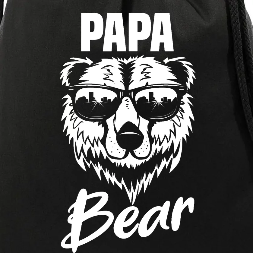 Papa Bear Best Dad Fathers Day Father Pop Gifts Drawstring Bag