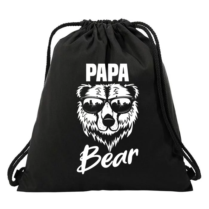 Papa Bear Best Dad Fathers Day Father Pop Gifts Drawstring Bag