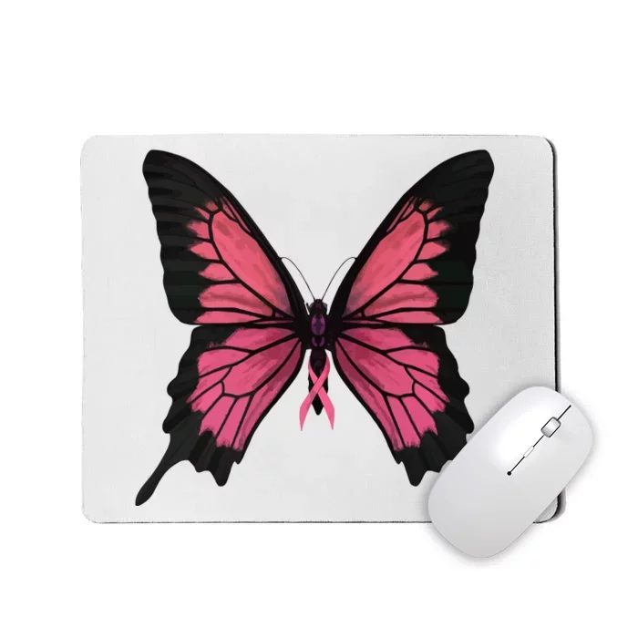 Pink Butterfly Breast Cancer Awareness Mousepad