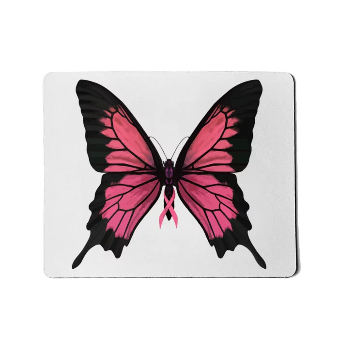 Pink Butterfly Breast Cancer Awareness Mousepad