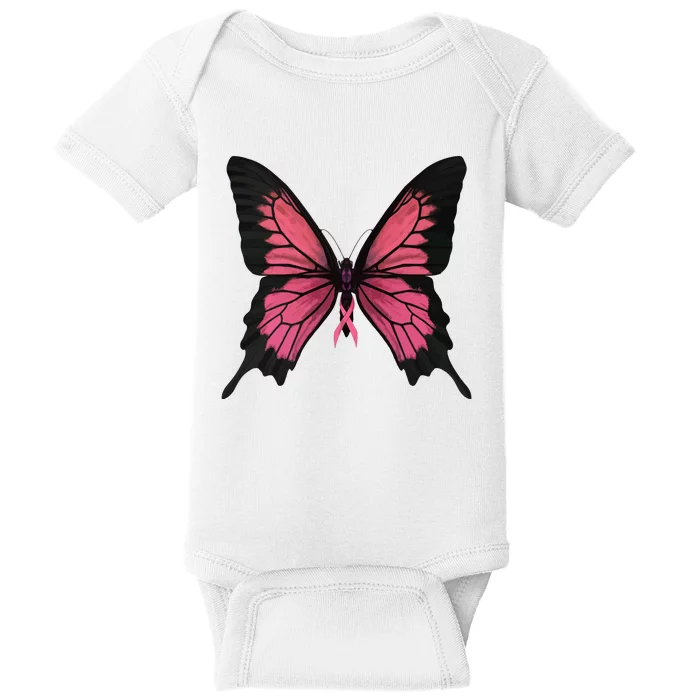 Pink Butterfly Breast Cancer Awareness Baby Bodysuit