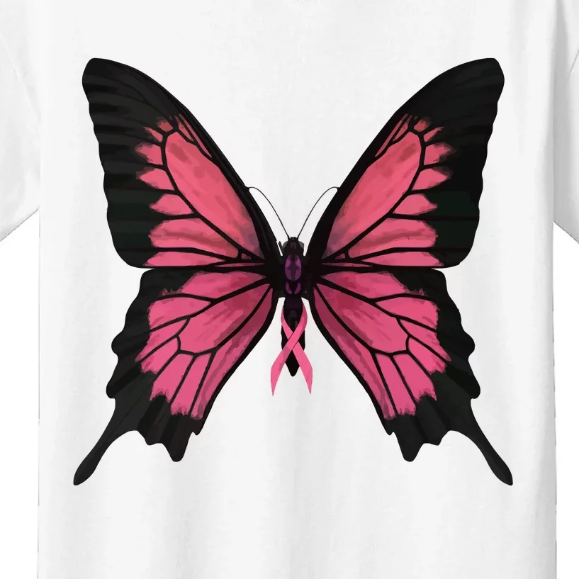 Pink Butterfly Breast Cancer Awareness Kids T-Shirt