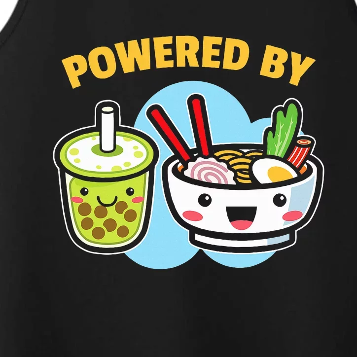 Powered By Bubble Tea Ra Drink Lover Cute Kawaii Boba Performance Tank