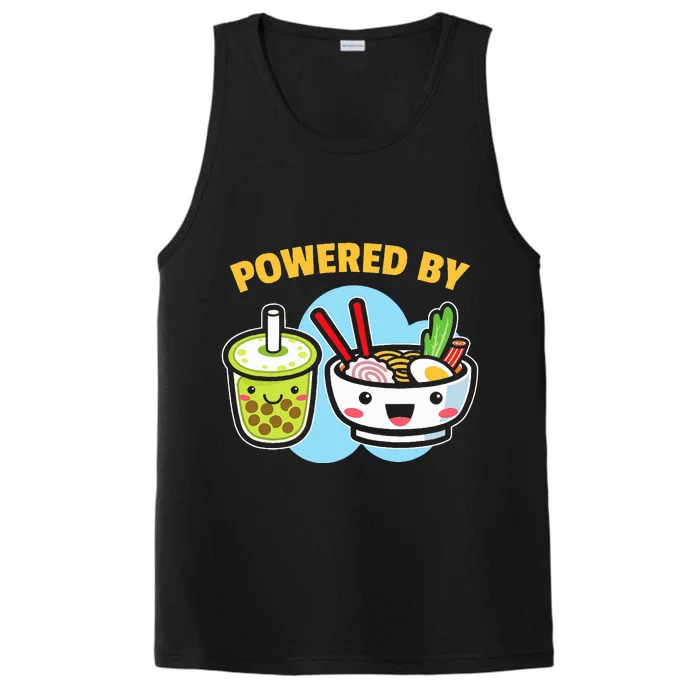 Powered By Bubble Tea Ra Drink Lover Cute Kawaii Boba Performance Tank