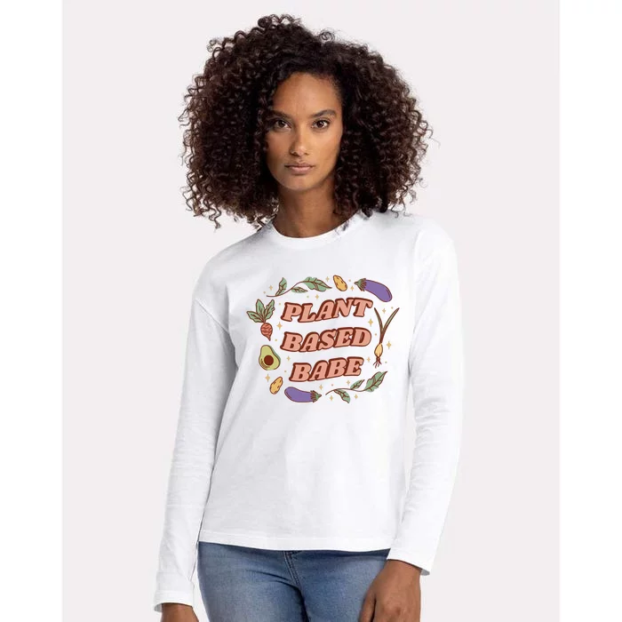 Plant Based Babe Vegan Life Womens Cotton Relaxed Long Sleeve T-Shirt