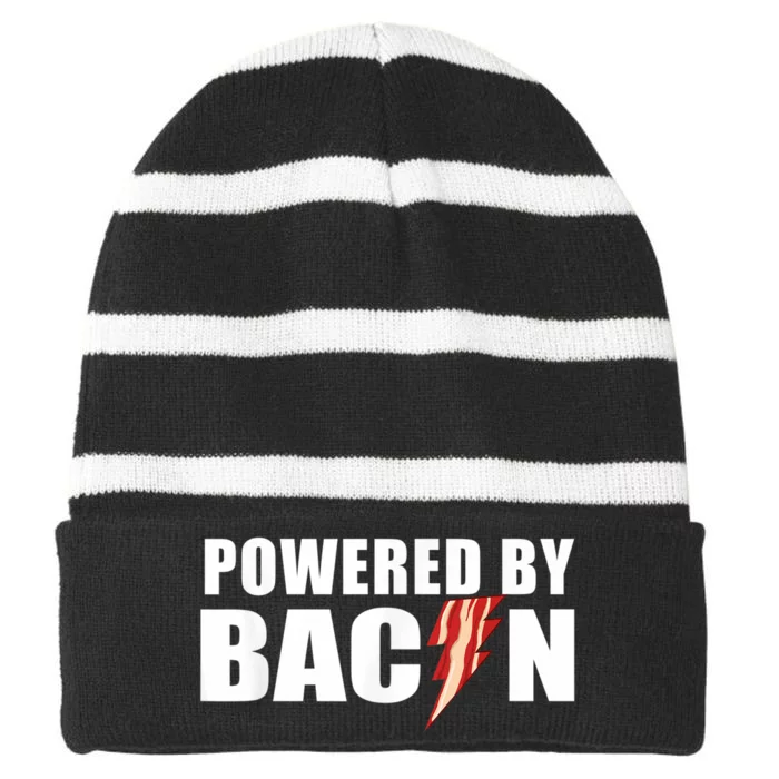 Powered By Bacon Striped Beanie with Solid Band