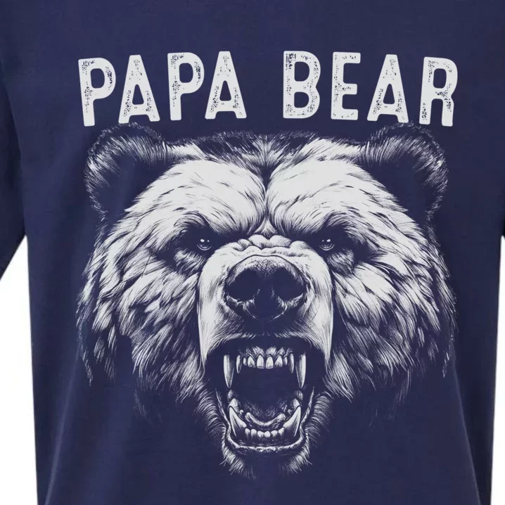 Papa Bear Best Idea Fathers Day Funny Bear Gifts Sueded Cloud Jersey T-Shirt