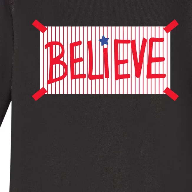 Philadelphia Baseball Believe Baby Long Sleeve Bodysuit