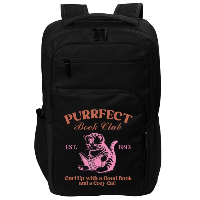 Purrfect Book Club Est 1993a Good Book A Cozy Cat Impact Tech Backpack