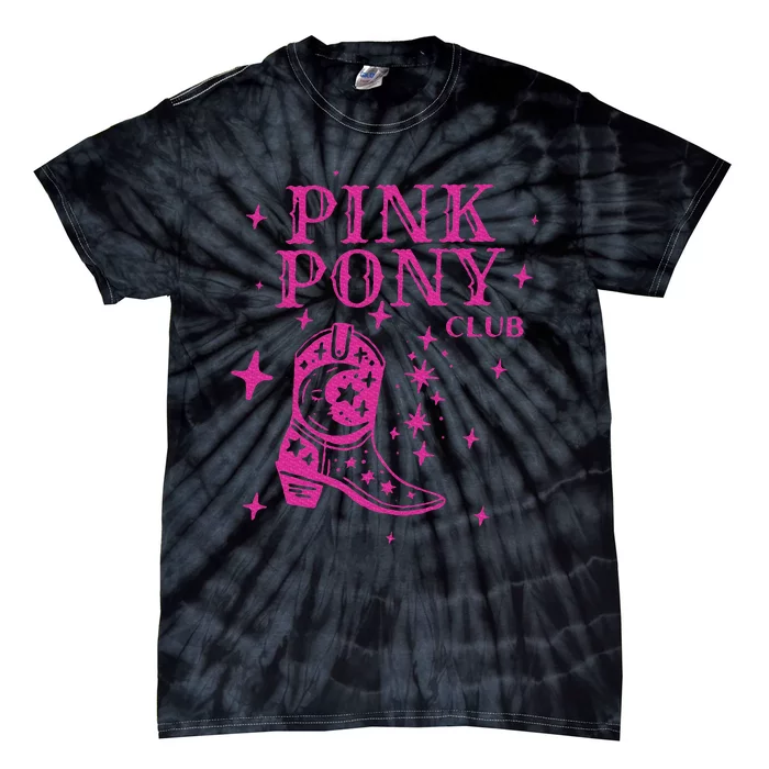 Pink Boots Cowgirl Western Pony Club Tie-Dye T-Shirt